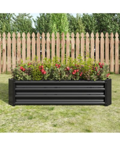 Металлическая приподнятая грядка Lovmor 47.24" Rectangle Raised Planter 4×2×1ft для цветов, растений, овощей, зелени, черная