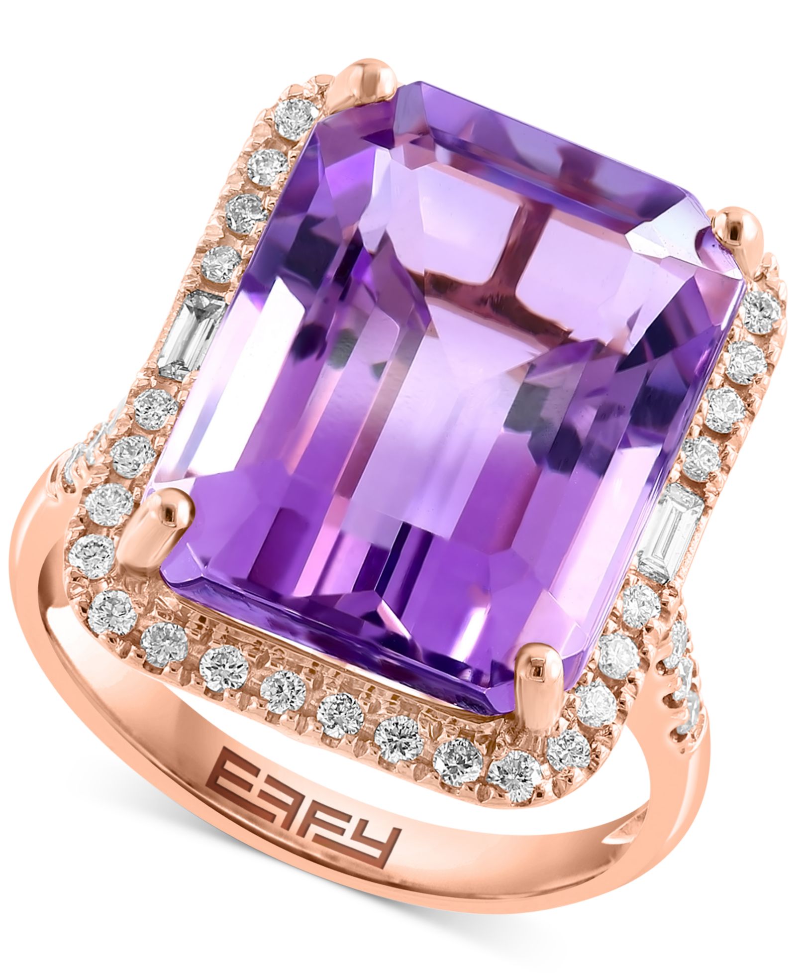 EFFY® Amethyst & Diamond Кольцо Halo из 14k Gold