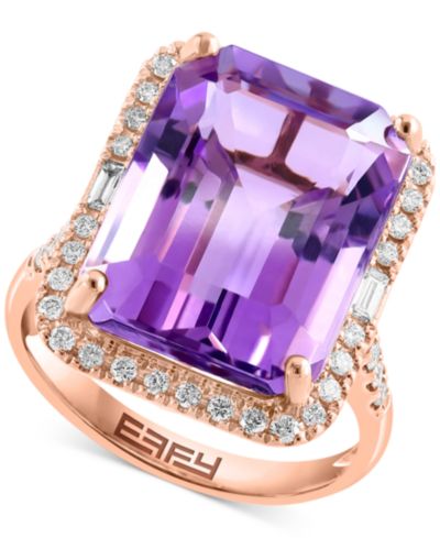 EFFY® Amethyst & Diamond Кольцо Halo из 14k Gold