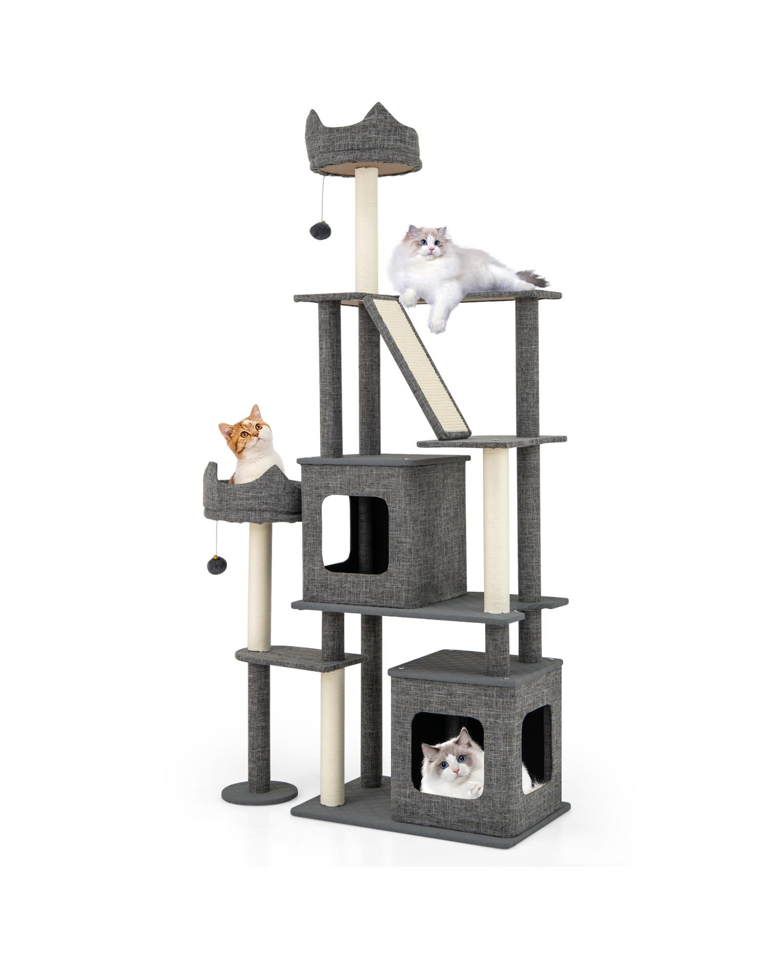 Кошачий игровой комплекс Gymax 71'' Tall Cat Tree Modern Multi-Level