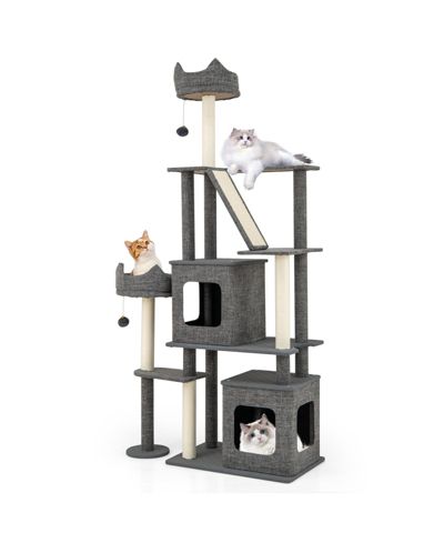 Кошачий игровой комплекс Gymax 71'' Tall Cat Tree Modern Multi-Level