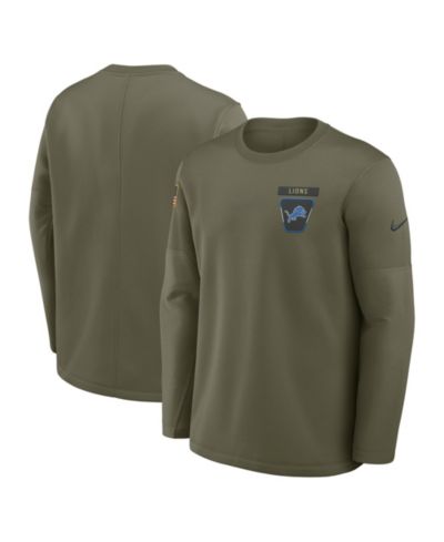 Мужская футболка Nike Detroit Lions 2025 Salute to Service Therma-Fit с длинным рукавом, оливкового цвета