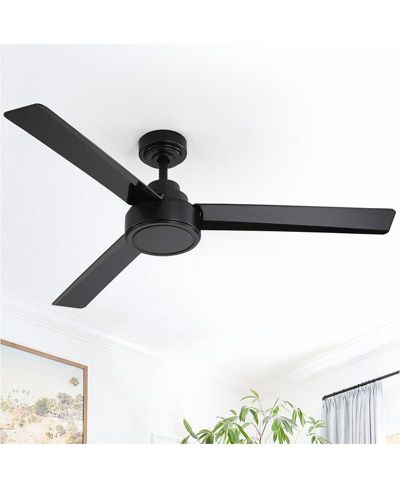 Sofucor 52-inch Modern Black 3-Blade without Light Ceiling Fan with Six Speed Remote Control and Timing Function for Indoor