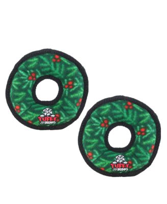 Tuffy Jr Ring Wreath 2 Pack, Durable Plush Squeaky Dog Toy