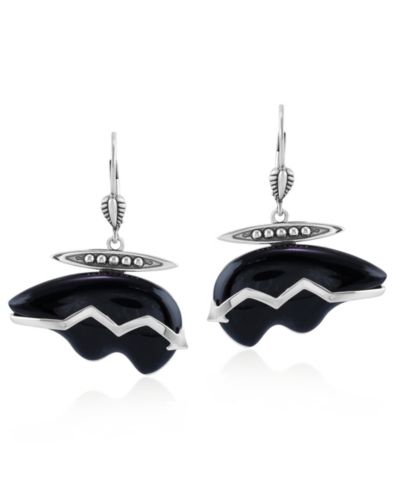 Серьги American West Jewelry Sterling Onyx Bear Lever Back