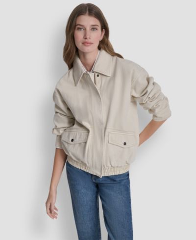 DKNY Women's Denim Bomber Coat