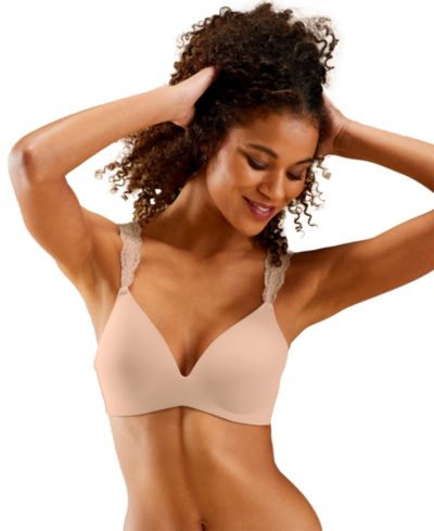 LASCANA Women's Lace Strap Wire-Free Padded Push-Up Bra