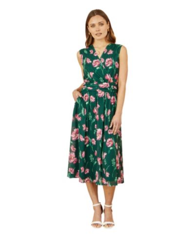 Yumi Women's Mesh Stretch Midi Dress
