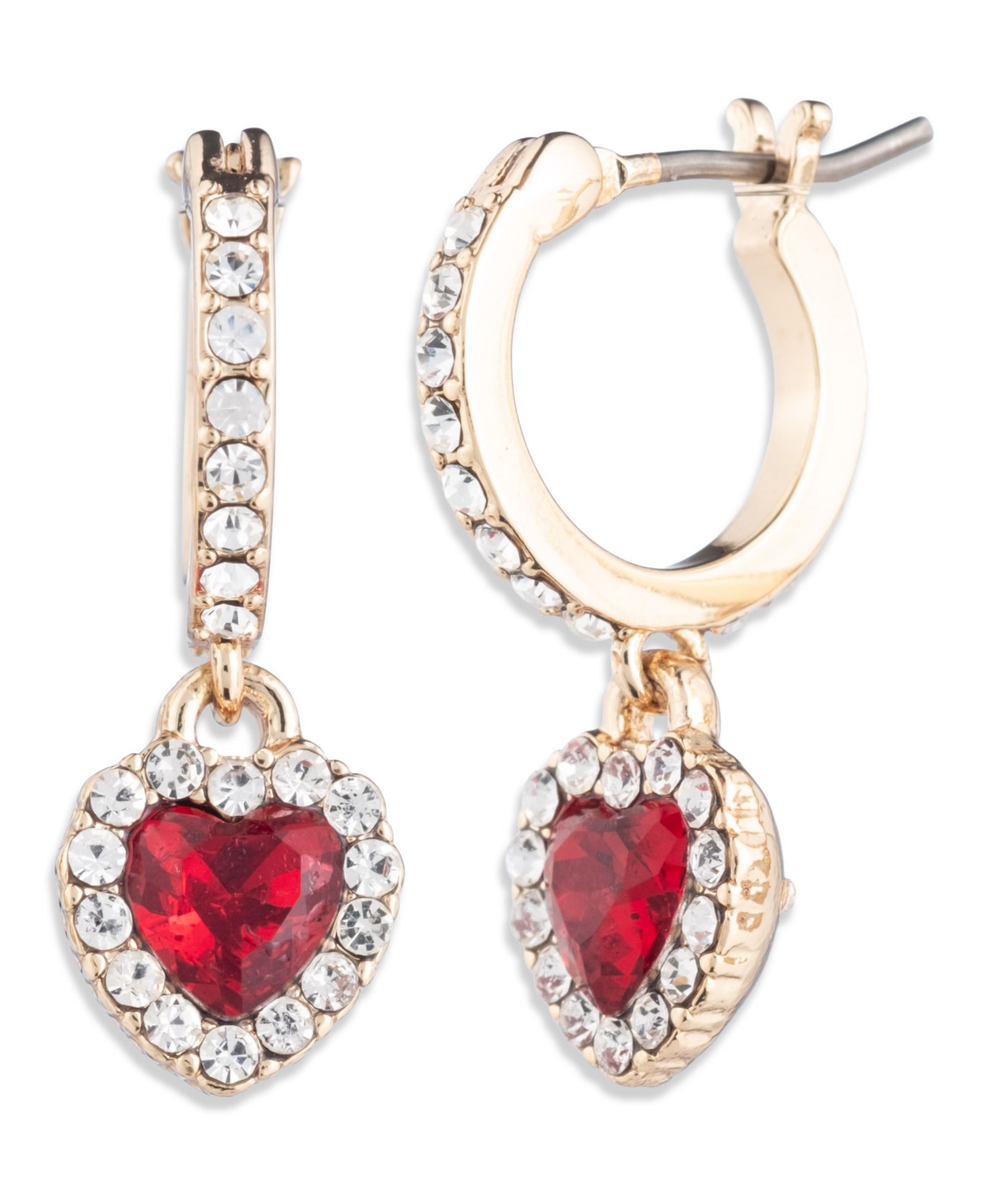 Серьги-кольца Givenchy с подвесками в форме сердца из стекла и камней