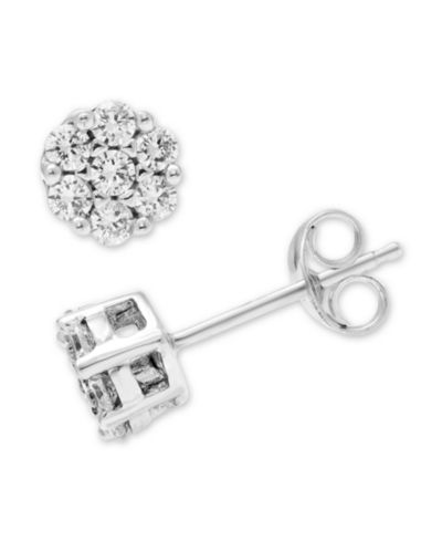 Серьги Macy's Diamond Cluster (1/2 ct. t.w.) в 14k White Gold