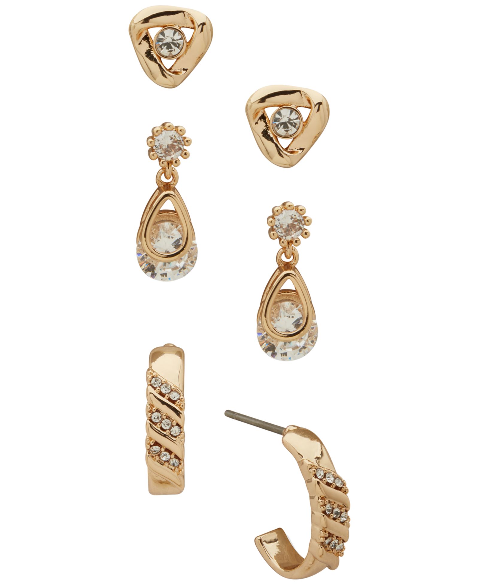 Anne Klein набор из 3 серег с кубическим цирконием Twisted Stone Trio