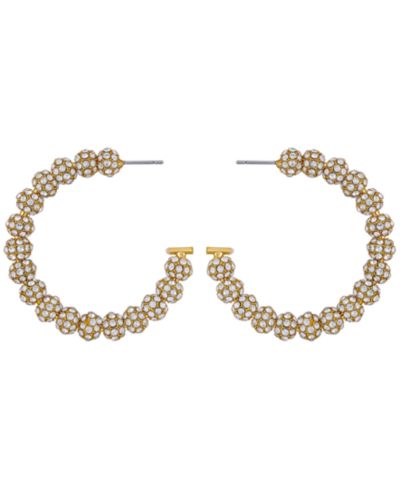 GUESS Rhinestones Beaded C-Hoop Earrings (also in Silver-Tone)