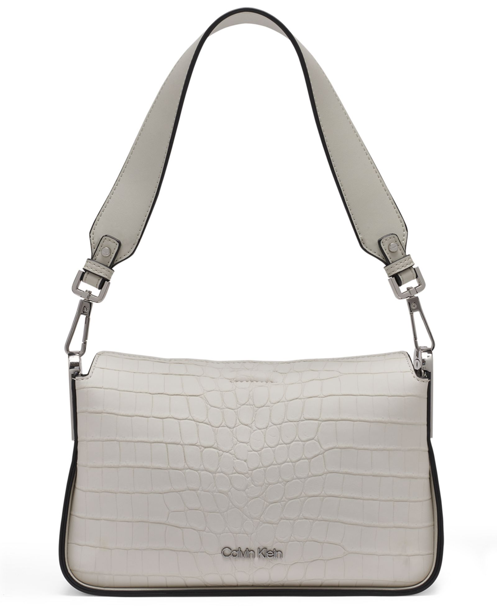 Calvin Klein Fay Sueded Croc Medium Shoulder Bag