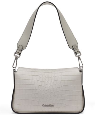 Средняя сумка через плечо Calvin Klein Fay из замши с тиснением под крокодила