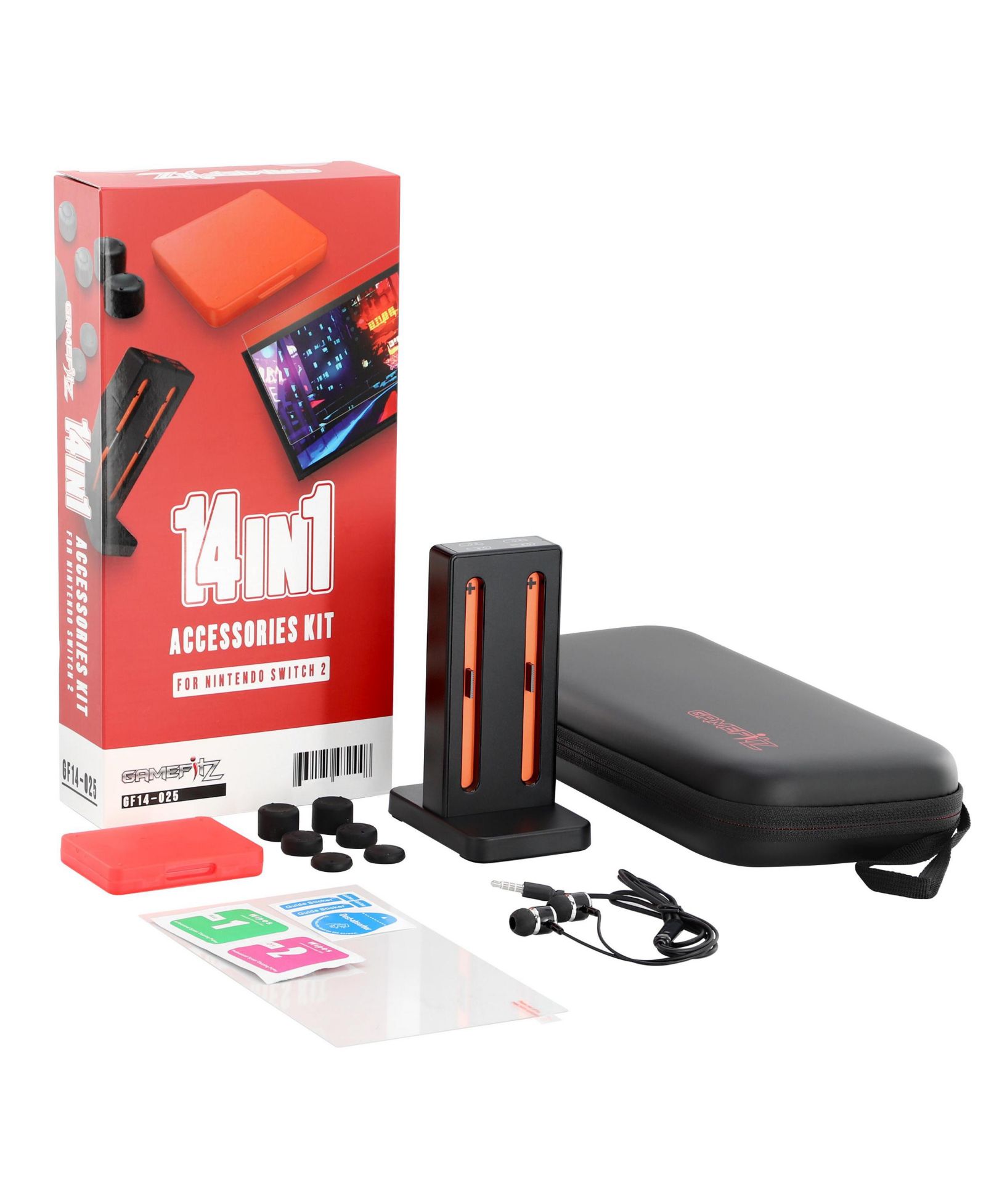 Gamefitz 14-in-1 Wired Glass Screen Protector Accessories Kit for Nintendo Switch 2
