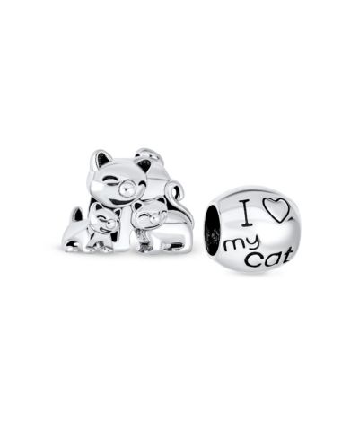 Bling Jewelry шарм-бусина для браслета, серебро, котята, набор 3 шт