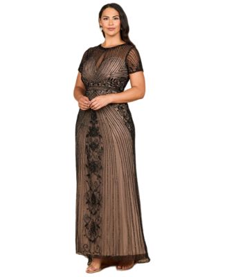 Женское вечернее платье Lara Beaded Cap Sleeve Illusion Plunge