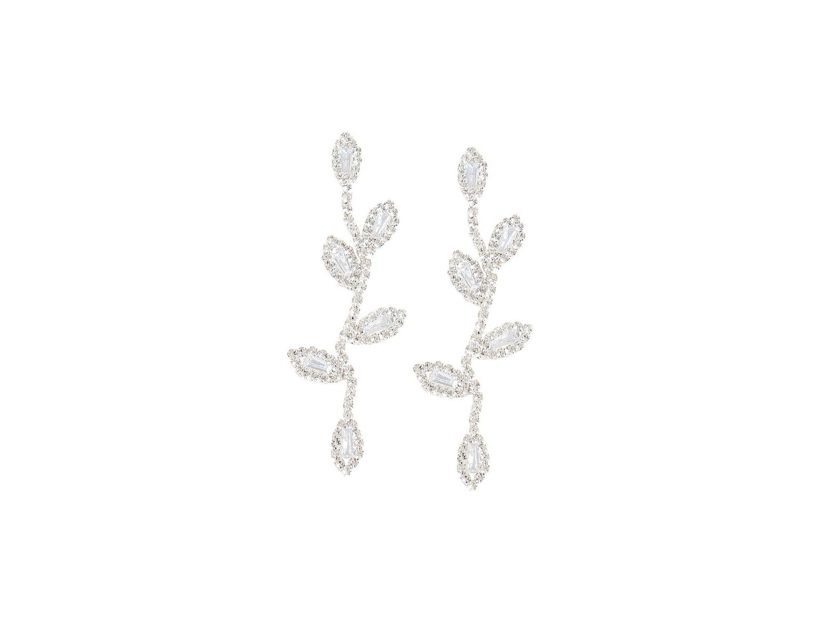 SOHI Women's Silver Embellished Foliage Drop Earrings