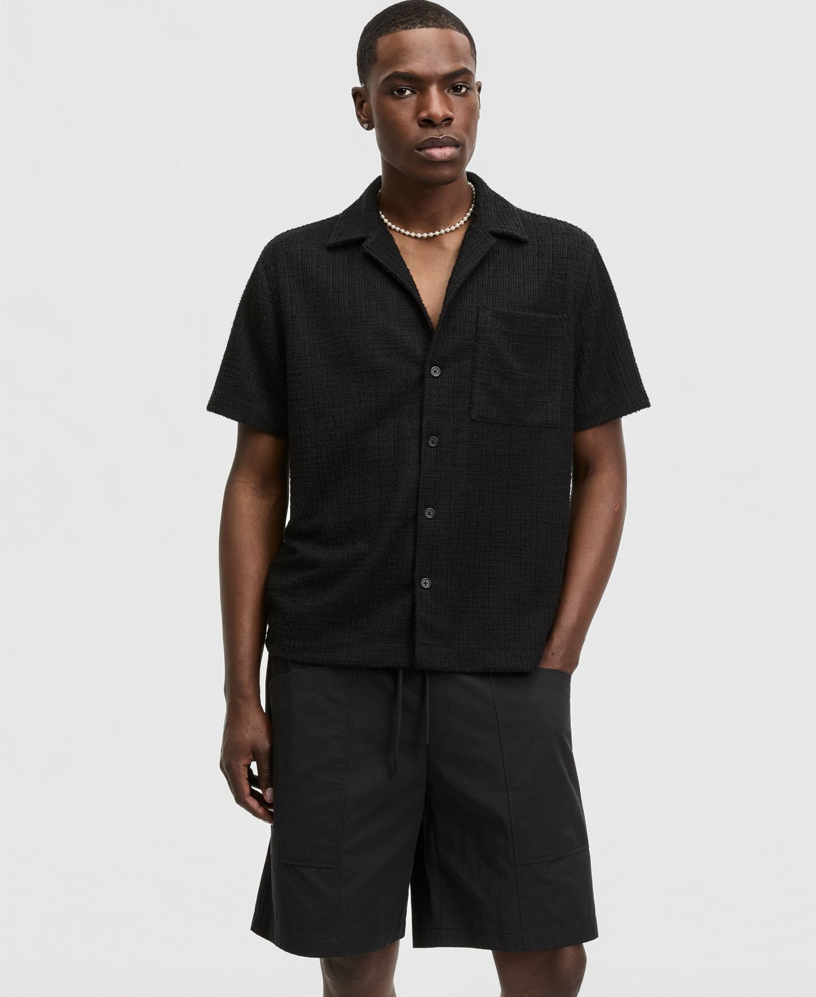 Mode of One Men's Relaxed-Fit Boucle Short-Sleeve Camp Shirt, Macy's Exclusive
