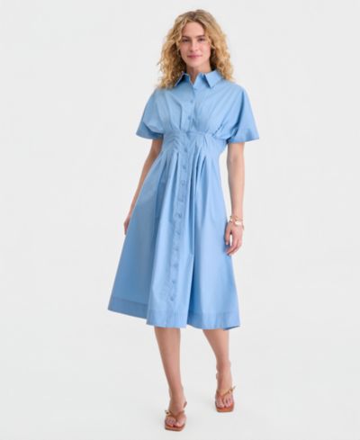 On 34th Женский Pleated Waist Midi Shirtdress