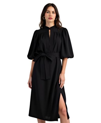 Modenaire Женское Lark Puff Sleeve Self-Tie Midi платье