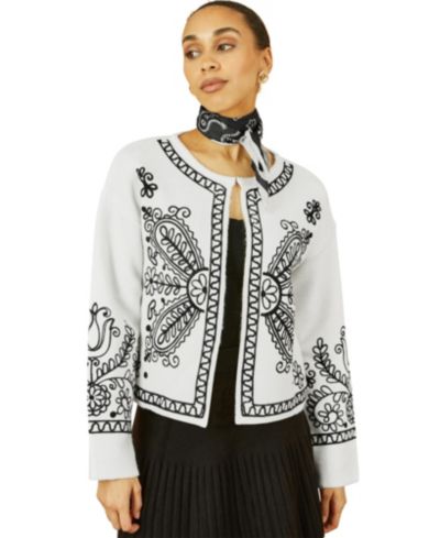 Yumi Women's Knitted Folk Edge To Edge Cardi