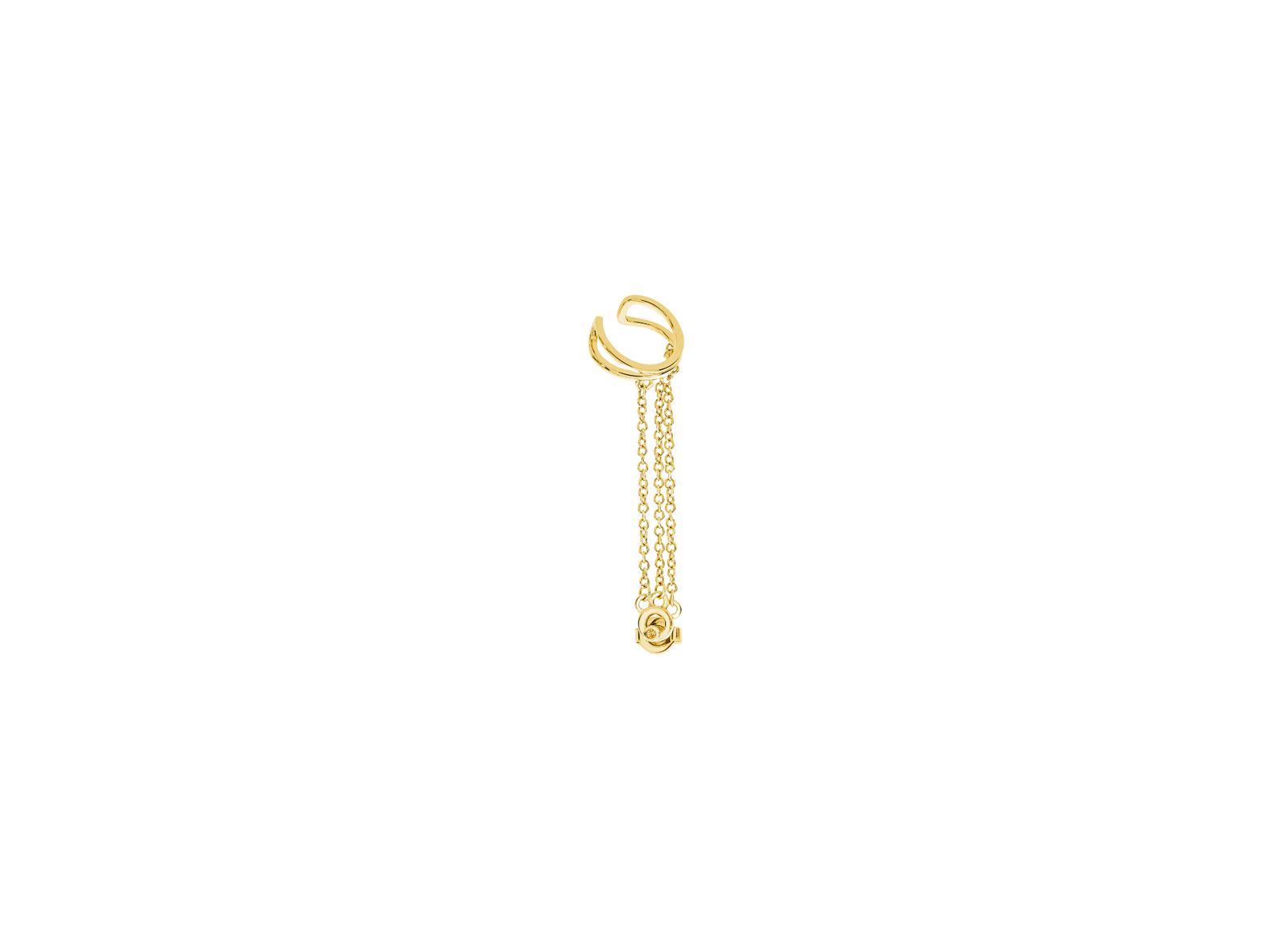 Серьги Art Deco Cuff and Stud with chain in Vermeil