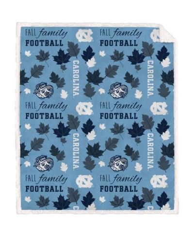 Pegasus Home Fashions North Carolina Tar Heels 60" x 70" Fall, Family Football Flannel Fleece Sherpa Blanket