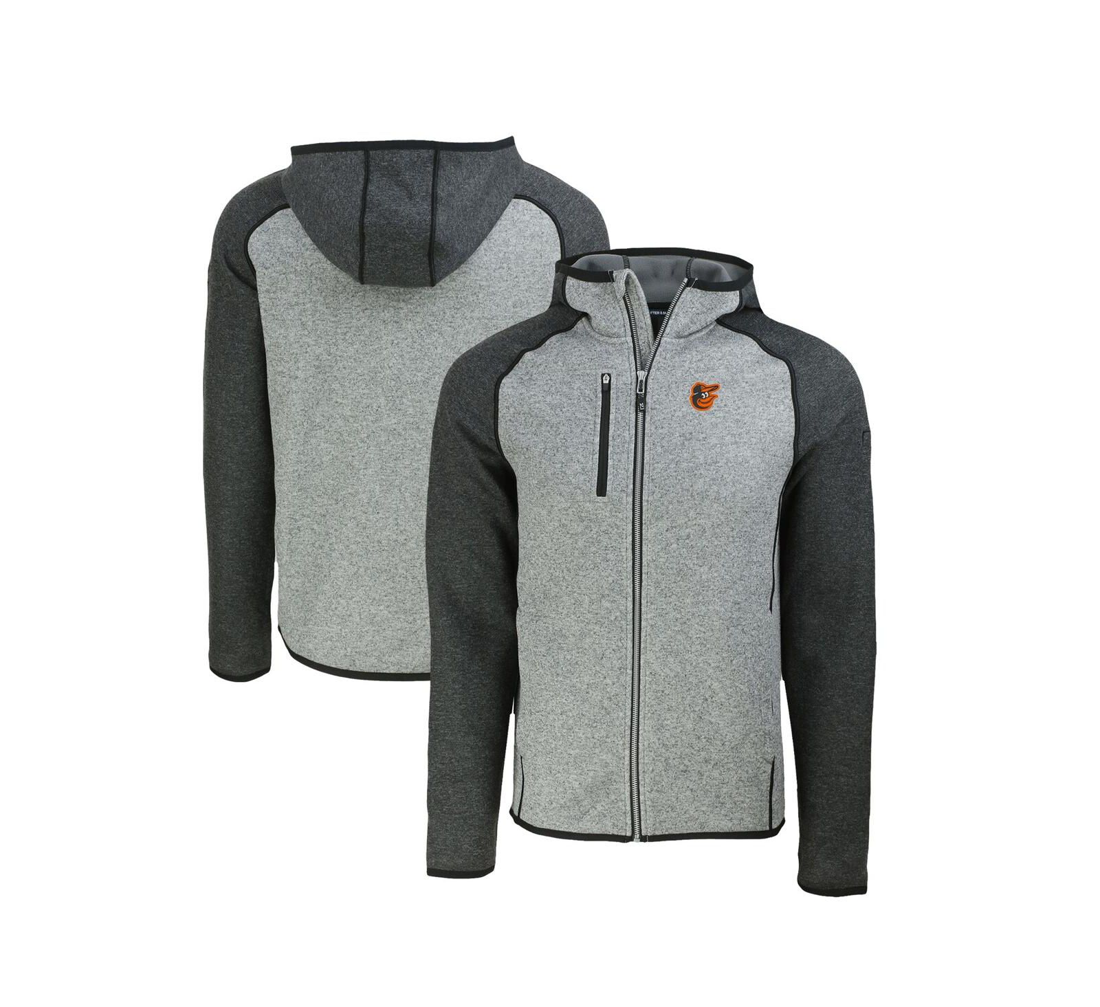 Cutter & Buck Men's Heather Charcoal/Heather Gray Baltimore Orioles Mainsail Full-Zip Hooded Jacket