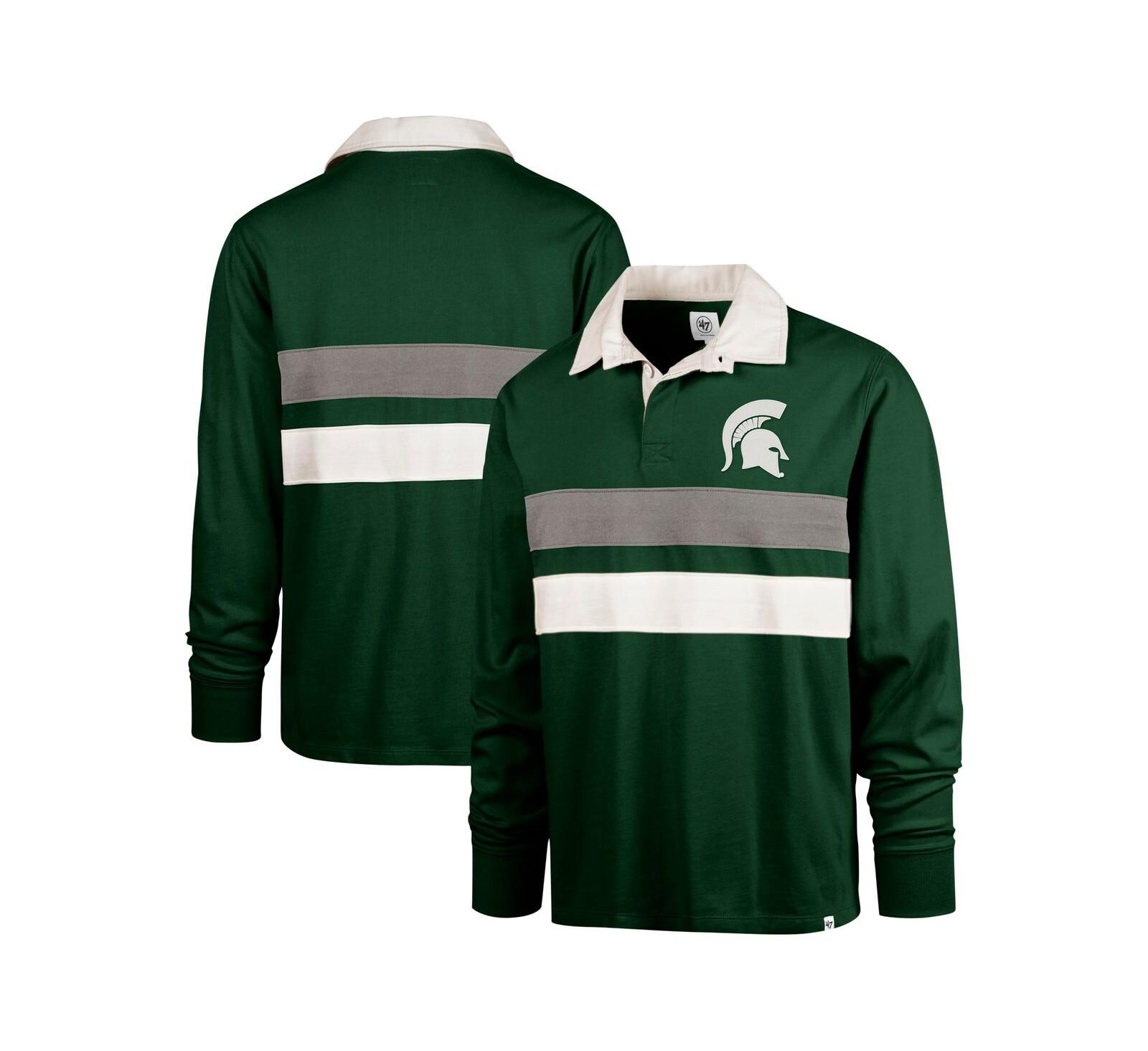Рубашка-поло '47 Brand Men's Green Michigan State Spartans Clubhouse Knox Thames Long Sleeve Rugby