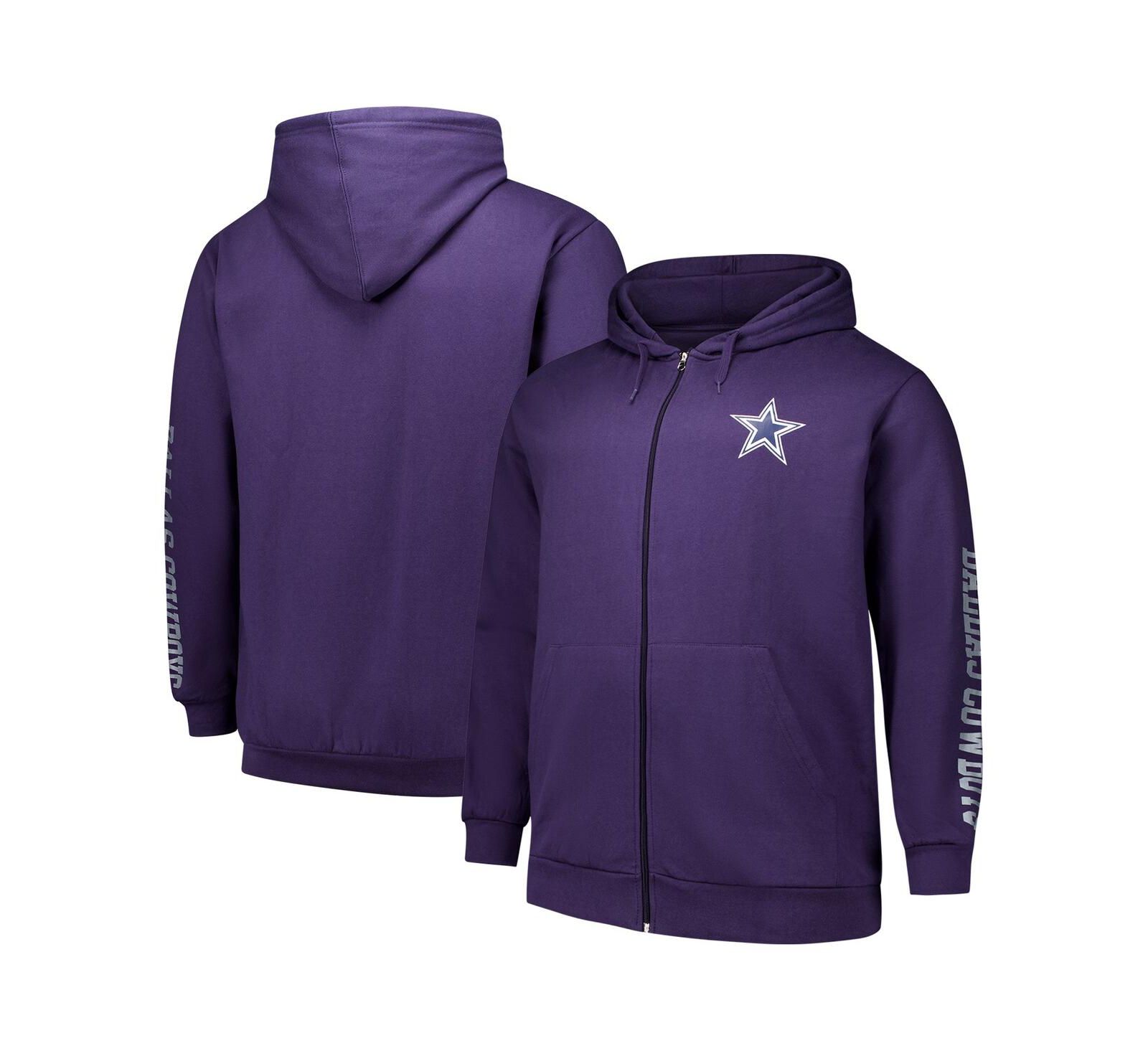 Мужское худи Fanatics Purple Dallas Cowboys Big & Tall Sleeve Hit Full-Zip