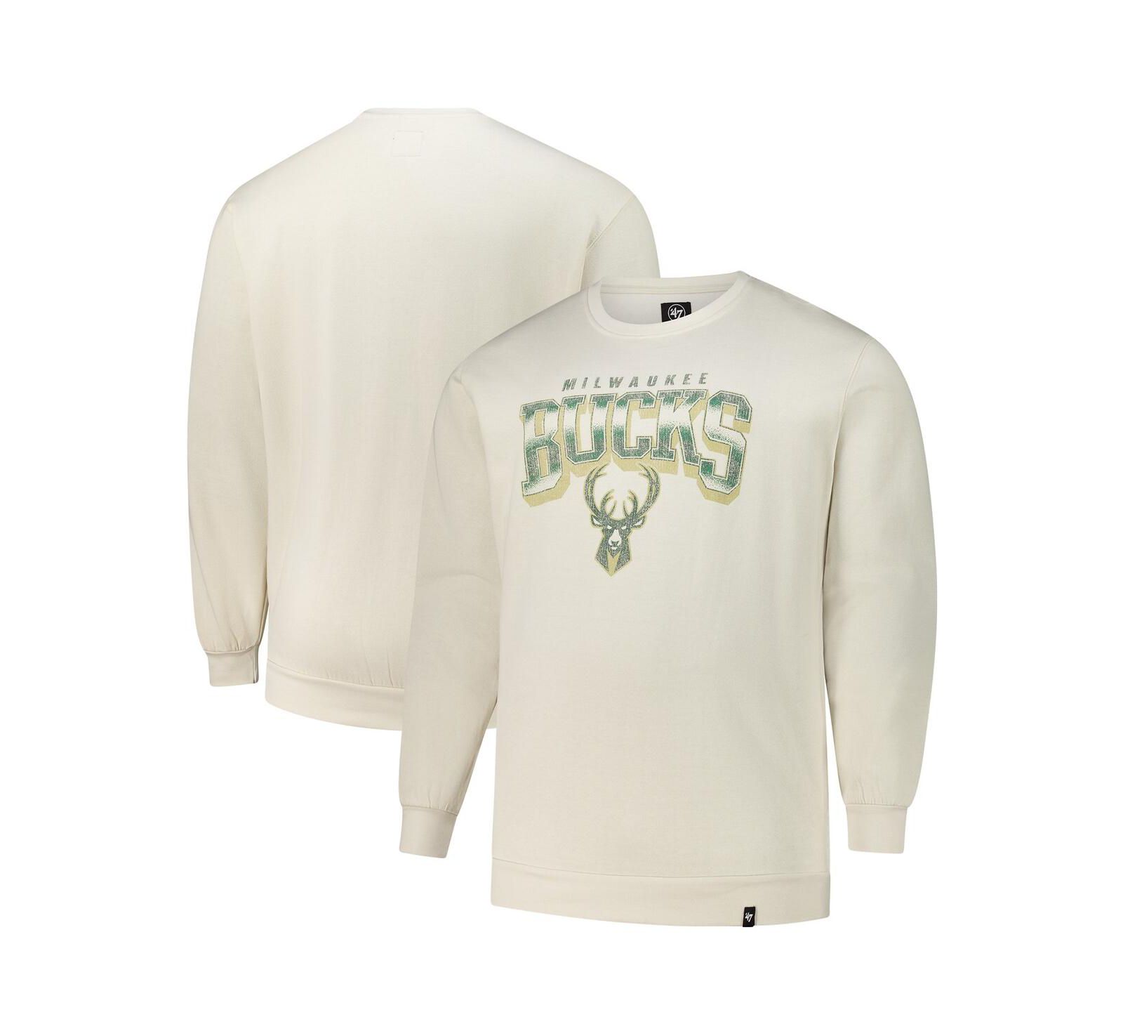 Свитшот 47 Brand Men's Cream Milwaukee Bucks Big & Tall Spotlight Headline Pullover