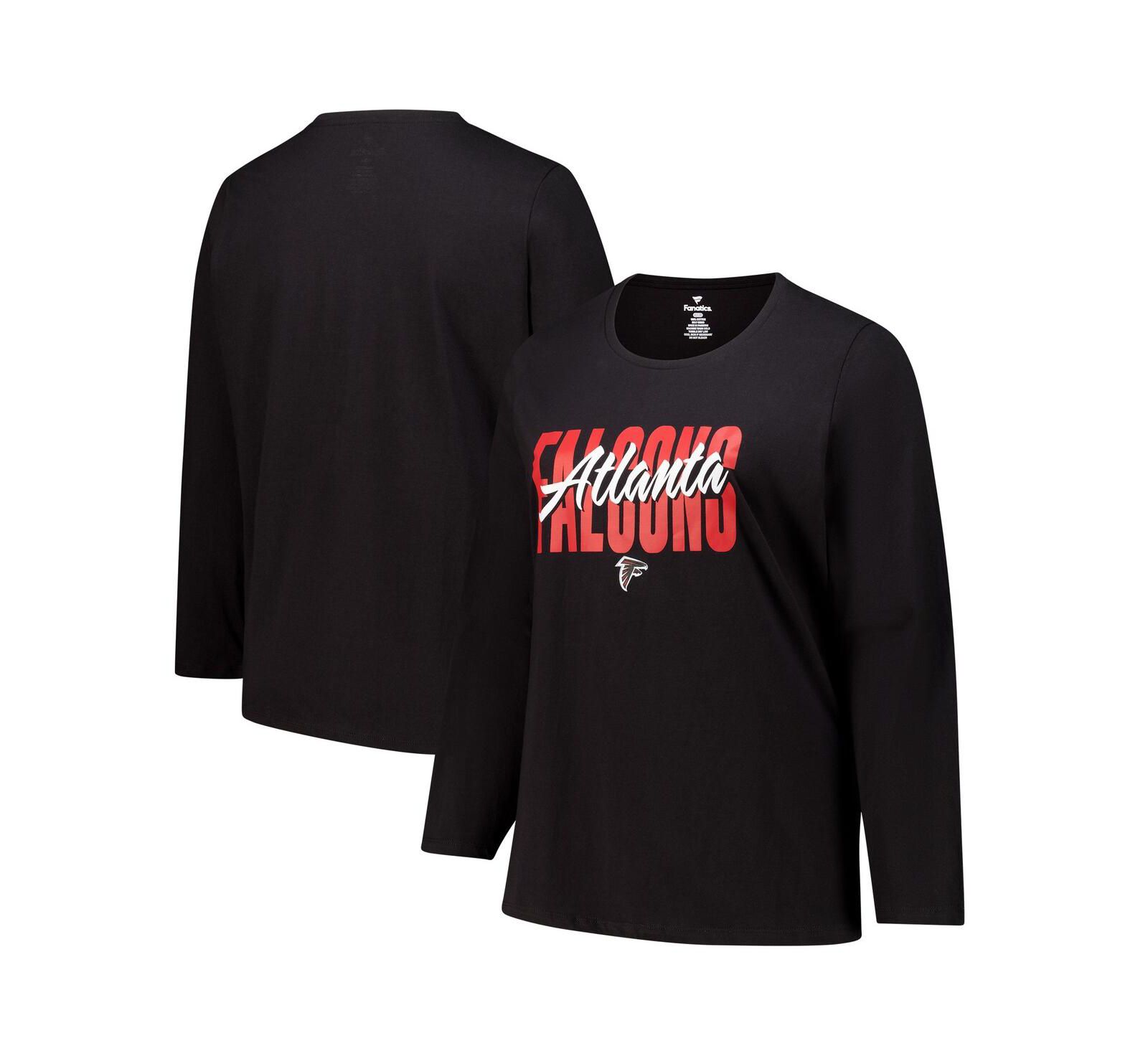 Женская футболка Fanatics Black Atlanta Falcons Long Sleeve Scoop Neck