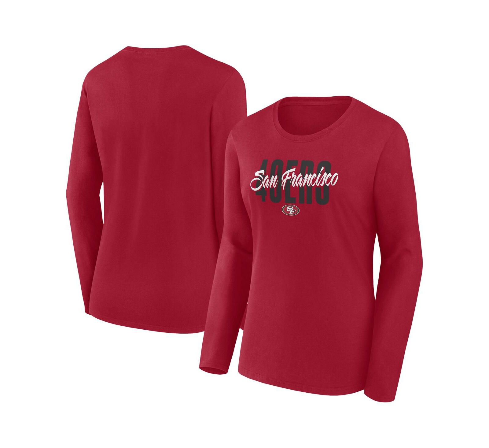 Женская футболка Fanatics San Francisco 49ers Scarlet с длинным рукавом и вырезом лодочкой
