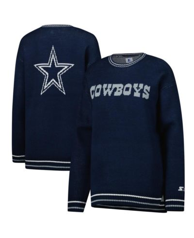 Женский оверсайз свитер Starter Navy Dallas Cowboys On the Ball Intarsia Knit Pullover