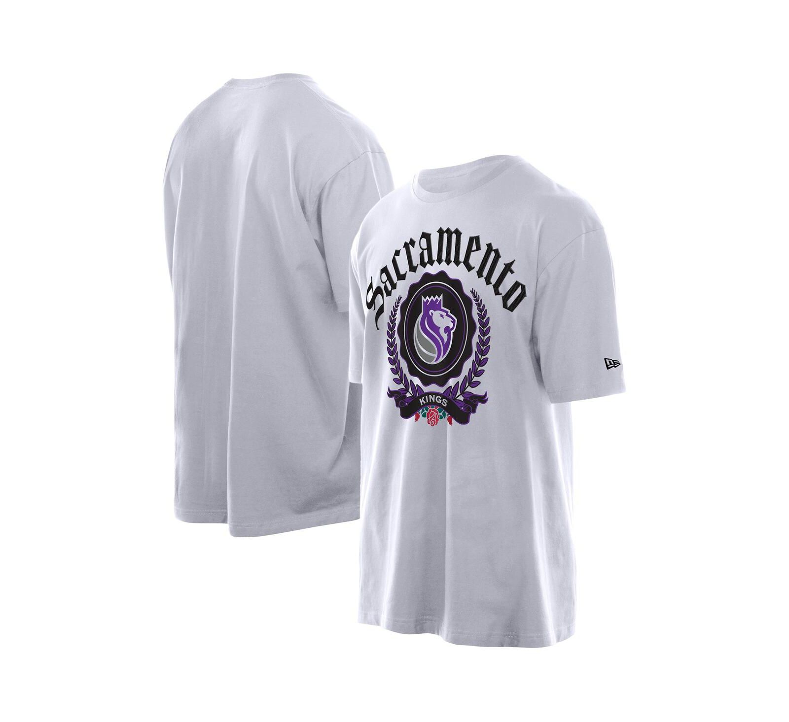 Футболка New Era Men's White Sacramento Kings Throwback Prep Oversized