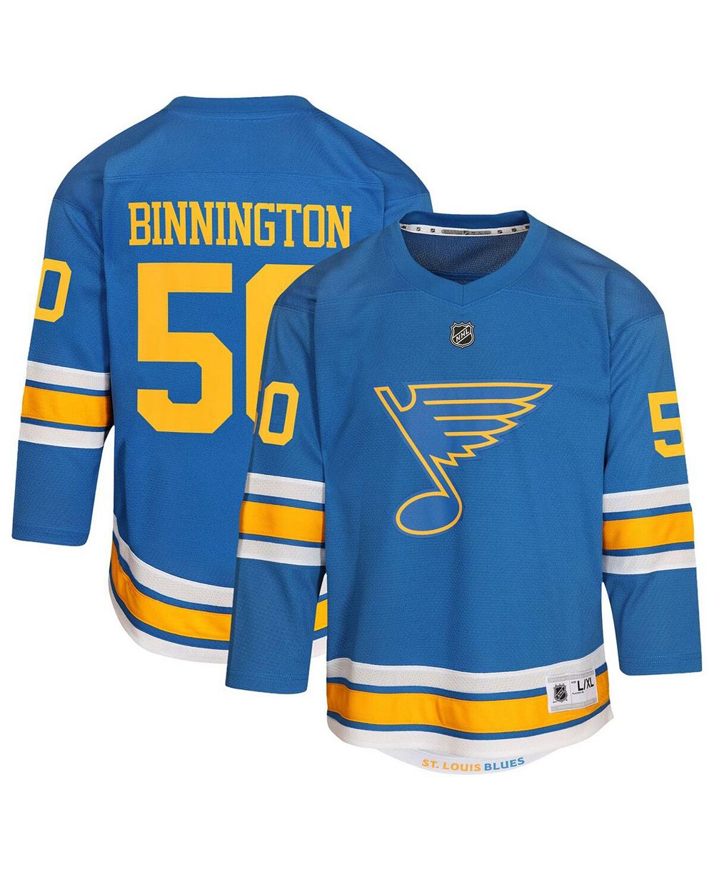 Джерси Outerstuff Big Boys and Girls Jordan Binnington Blue St. Louis Blues Home Replica Player