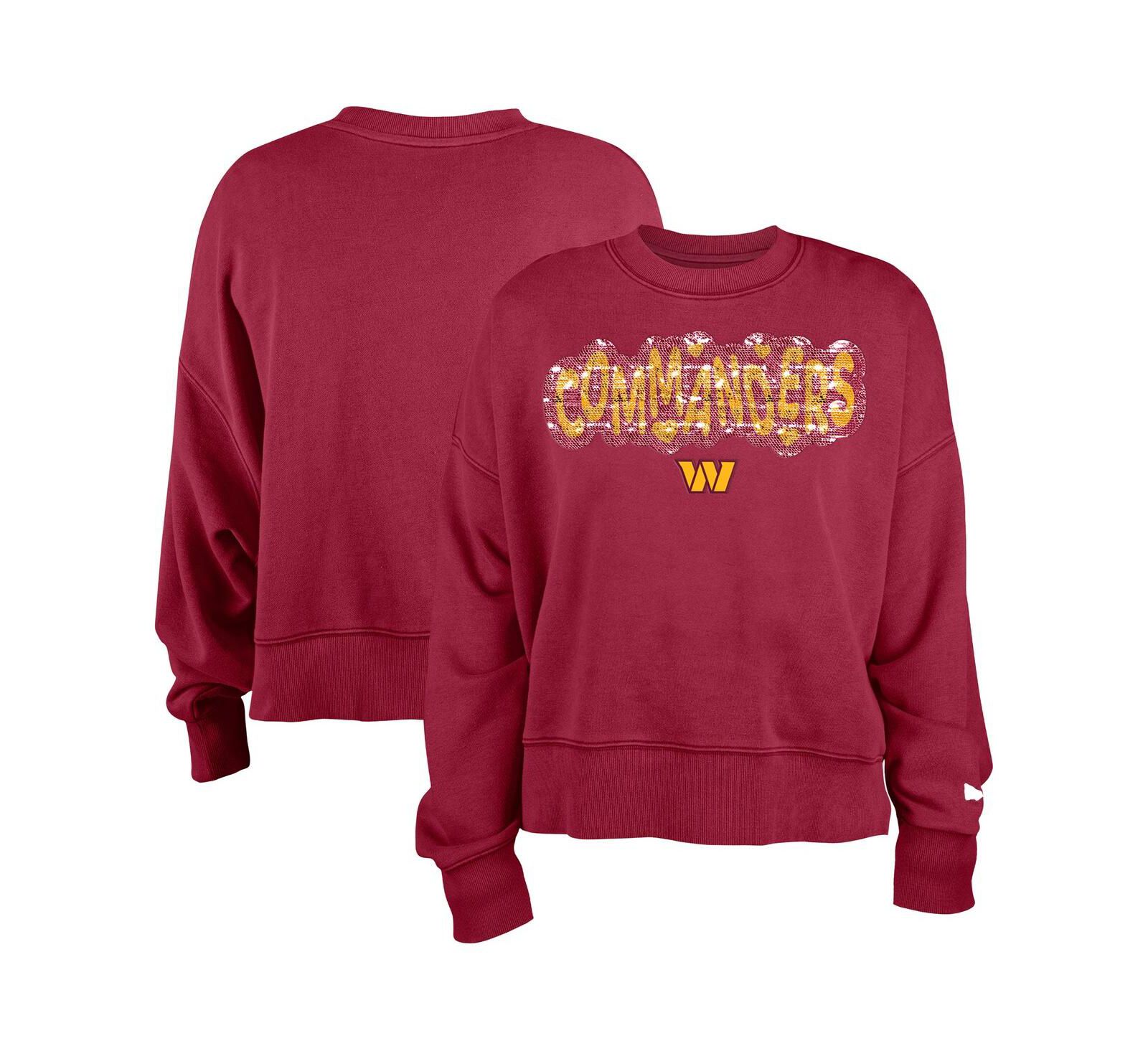 Детская толстовка New Era Burgundy Washington Commanders с пайетками