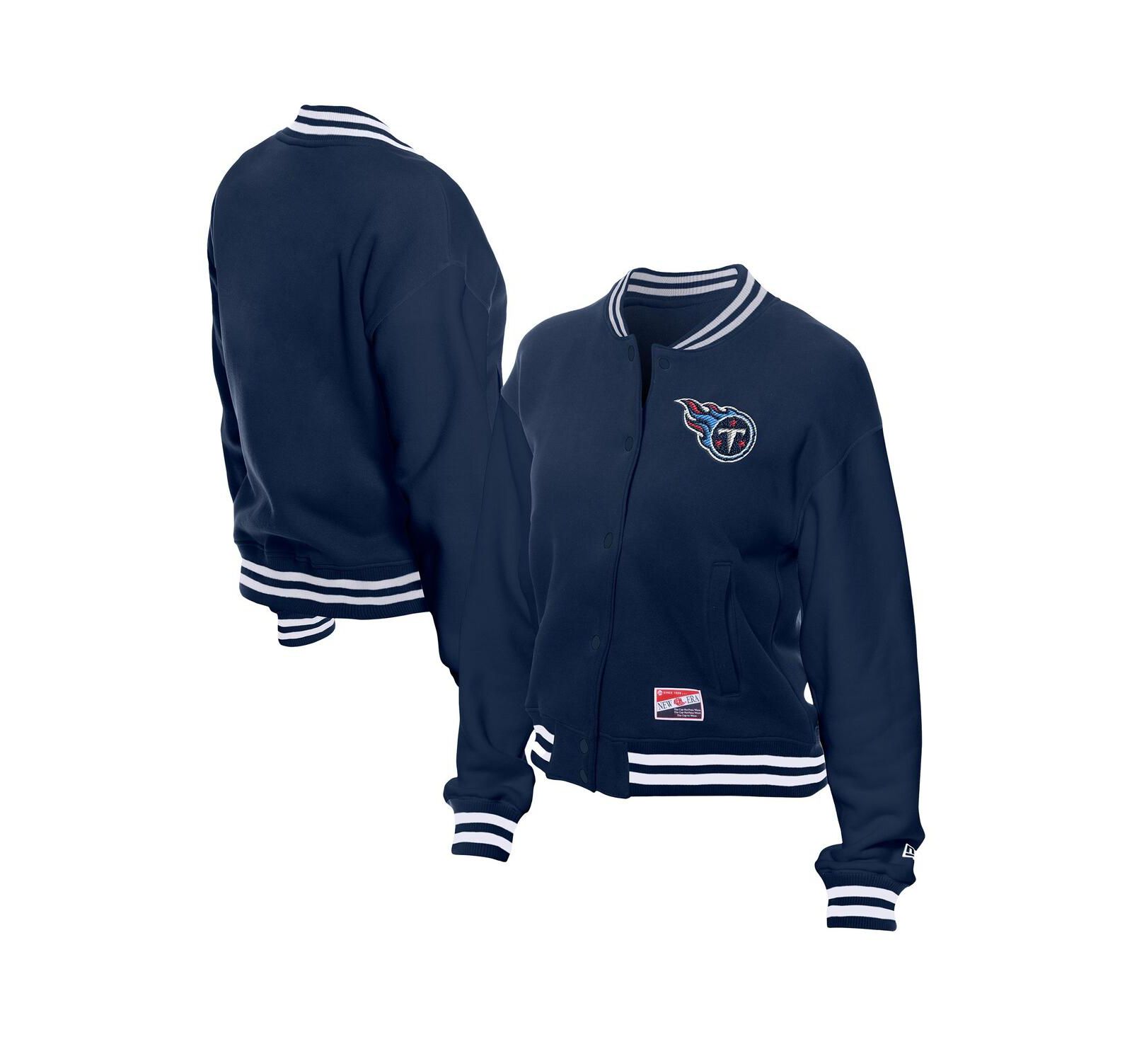 New Era Women's Navy Tennessee Titans Throwback Fleece Full-Snap Jacket