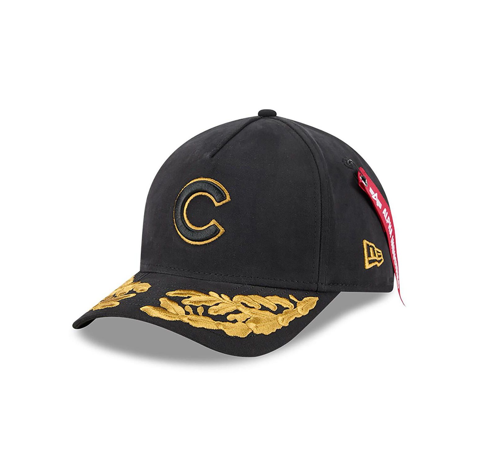 New Era Men's Black Chicago Cubs A-Frame 9FORTY Adjustable Hat