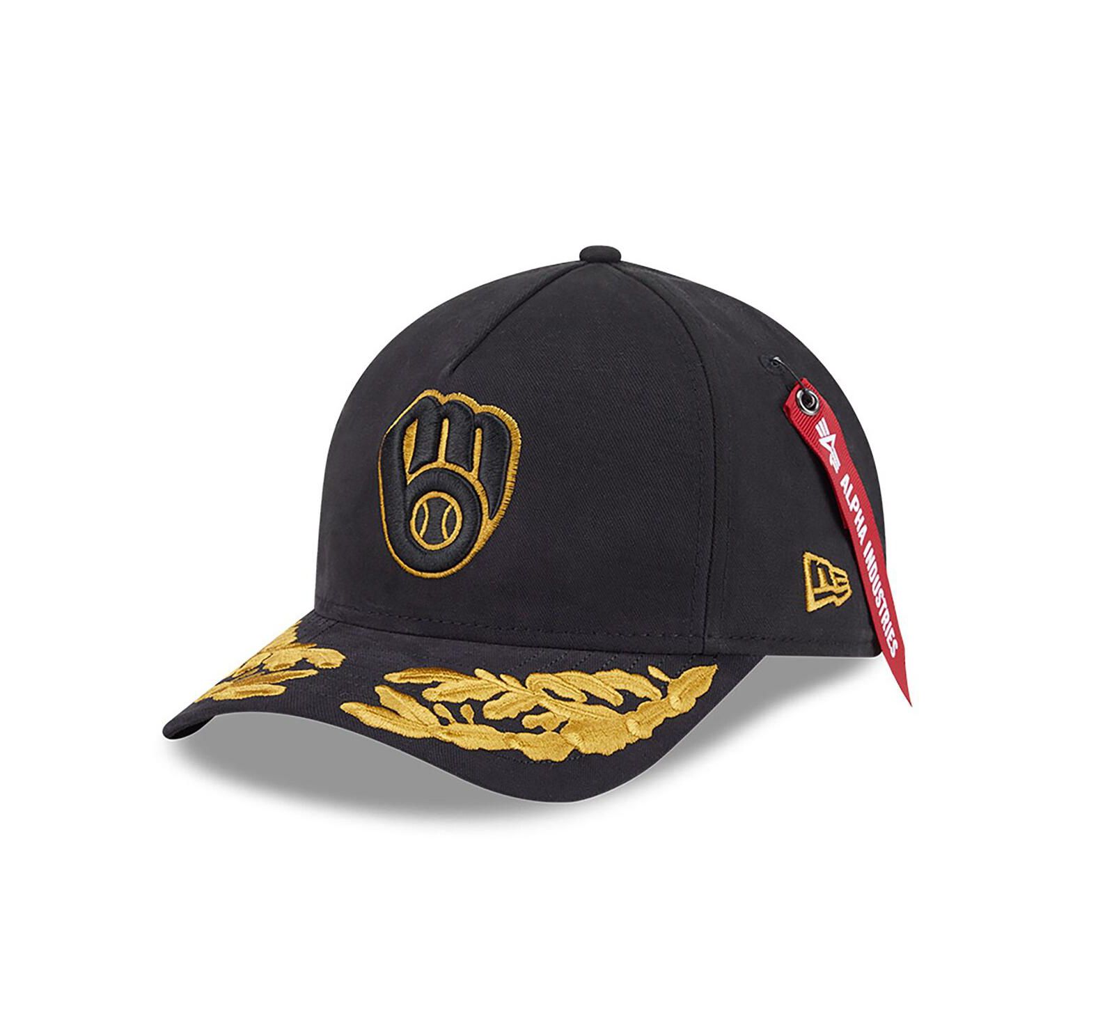New Era Мужская Black Milwaukee Brewers A-Frame 9FORTY Adjustable Hat