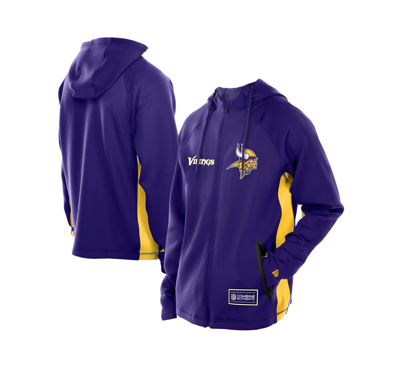 New Era Мужское худи Minnesota Vikings Combine Authentic Raglan Scuba с молнией