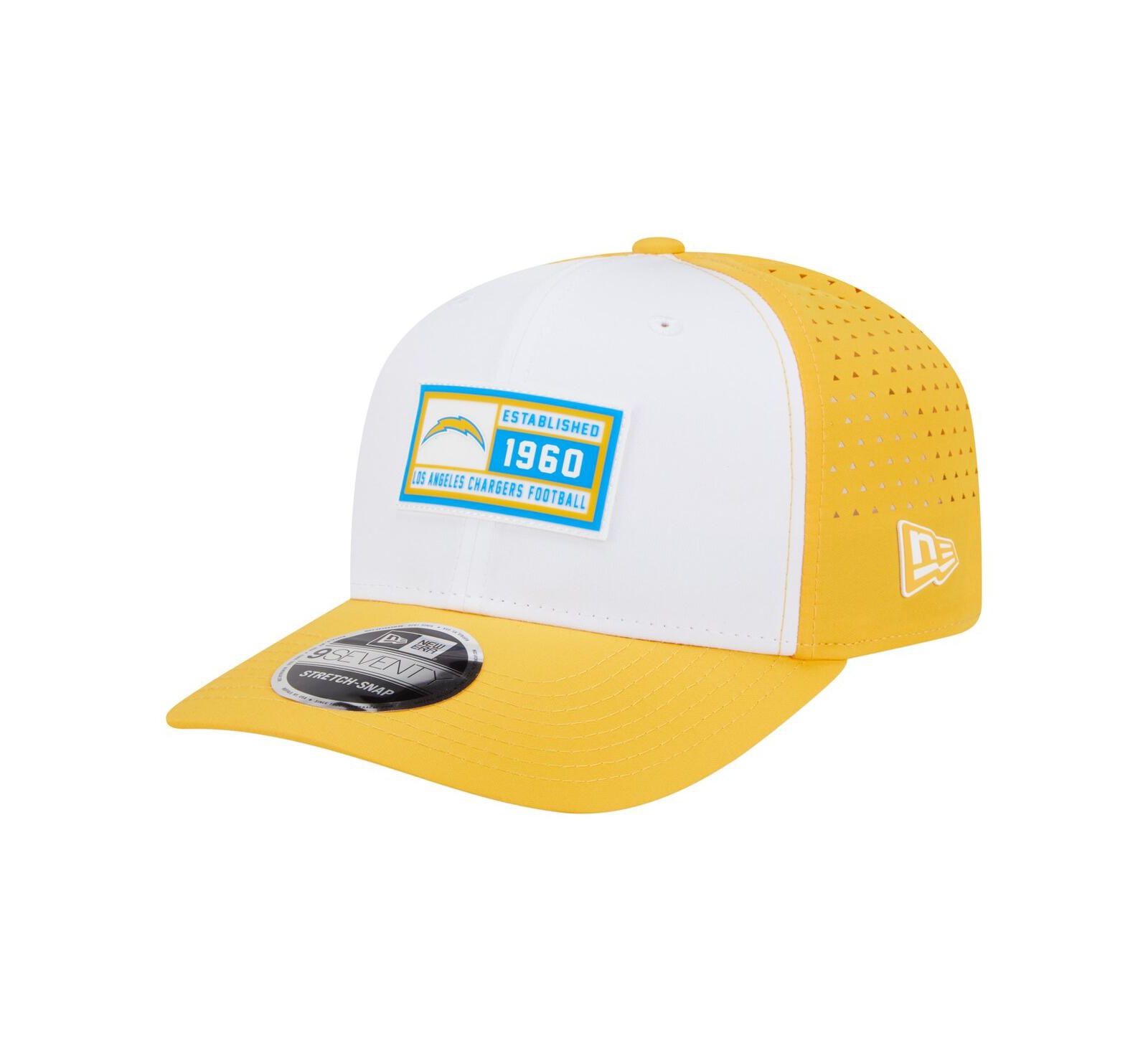 Мужская кепка New Era White/Yellow Los Angeles Chargers Established Patch 9SEVENTY Adjustable