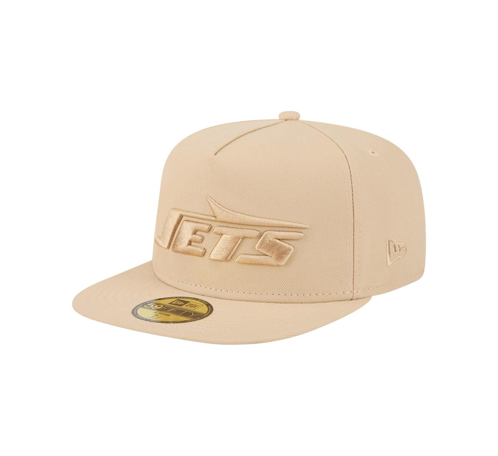 New Era Men's Beige New York Jets Color Pack A-Frame 59FIFTY Fitted Hat