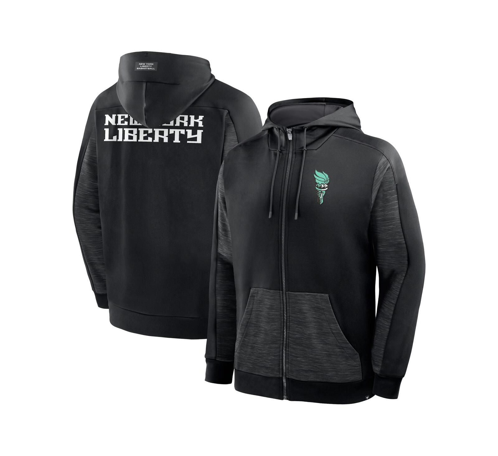 Мужская толстовка Fanatics Black New York Liberty Back Door Cut Play Defender Full-Zip Hoodie