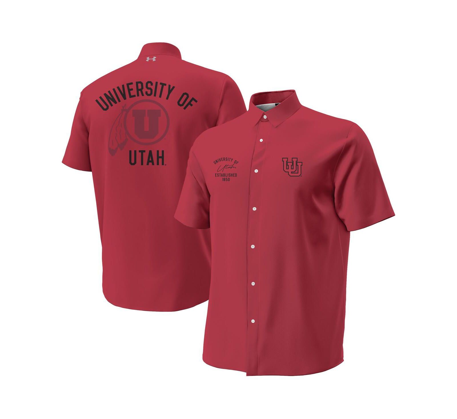 Мужская рубашка Under Armour Red Utah Utes Gameday ArmourFuse Camp Button-Up