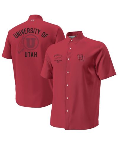 Мужская рубашка Under Armour Red Utah Utes Gameday ArmourFuse Camp Button-Up