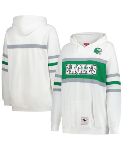 Mitchell & Ness Women's White Philadelphia Eagles Plus Size Head Coach Throwback Pullover Hoodie