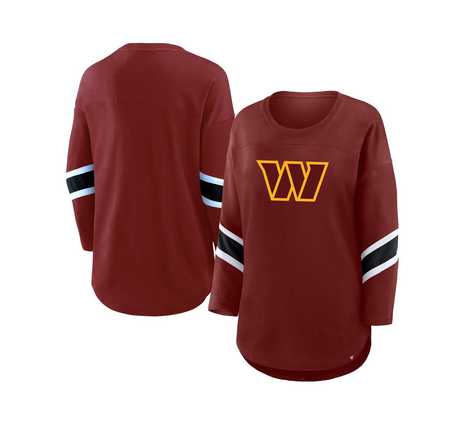 Женская футболка Fanatics Burgundy Washington Commanders Plus Size Redzone 3/4-Sleeve Scoop Neck