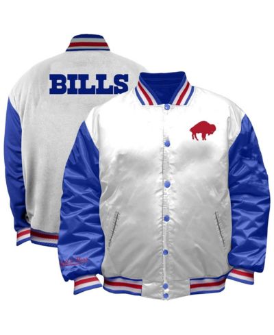 Женская атласная куртка Mitchell & Ness Women's White Buffalo Bills Throwback Plus Size Full-Snap